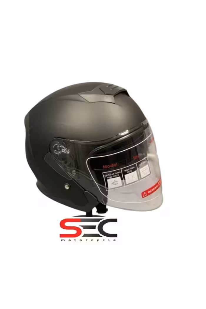 کلاه کاسکت موتورسیکلت مشکی JK 526 SUN VIZOR HALF HARD ECE گواهینامه اروپا JK20