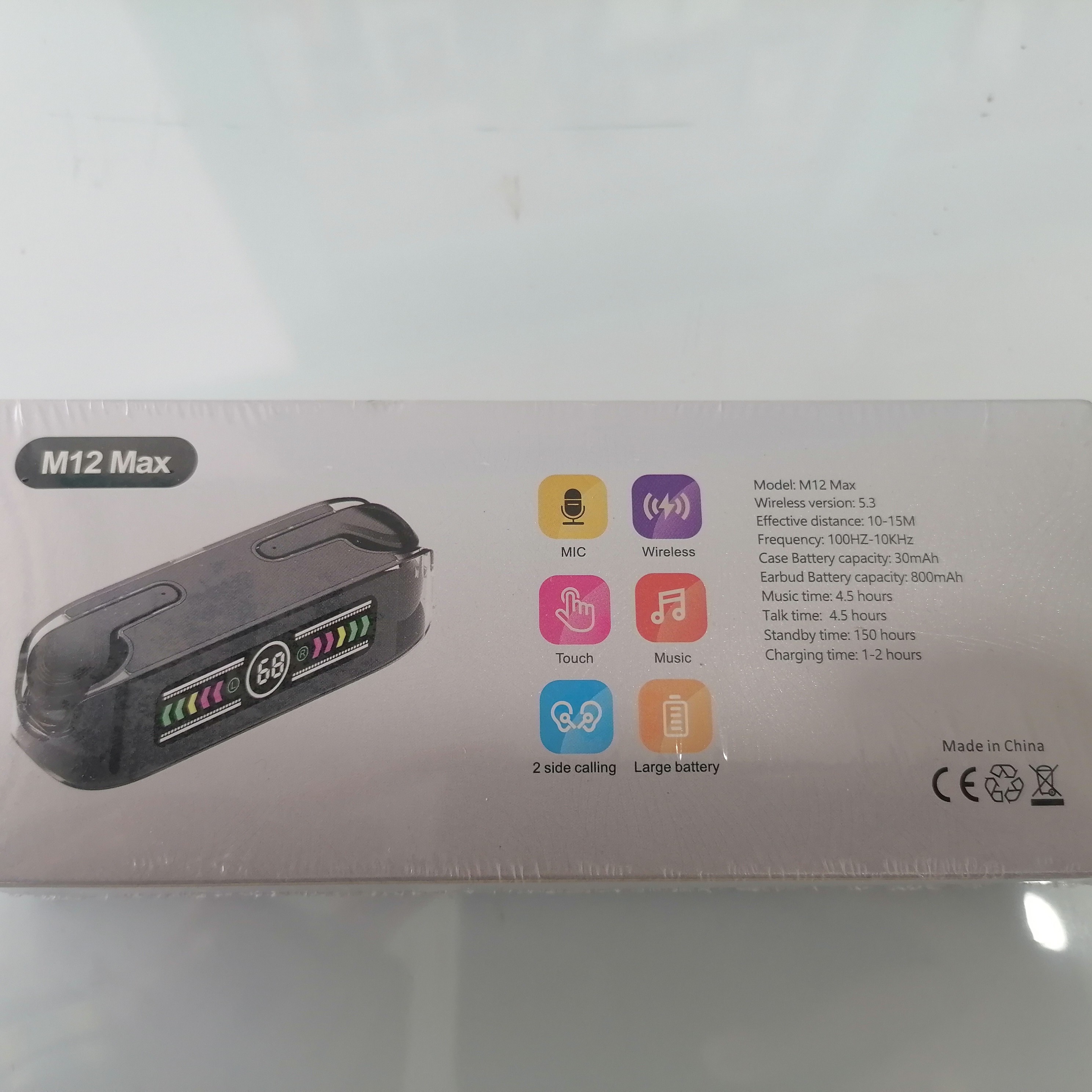 ایرپاد بلوتوثی مدل M12 MAX با نمایشگر شارژ رنگی