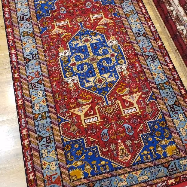 فرش دستباف ابریشم ترکمن ، فروش فوق العاده، 3 متری اعلا، ارسال رایگان