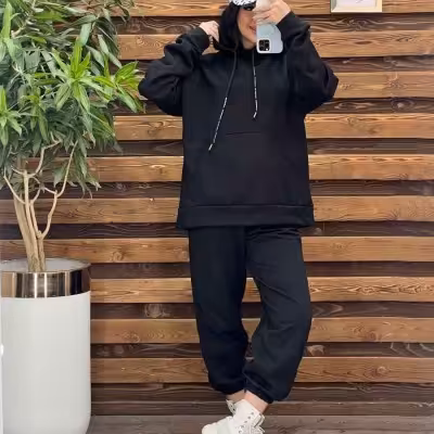 ست هودی و شلوار جورس توکرکی مدل جاگر - کد 1837