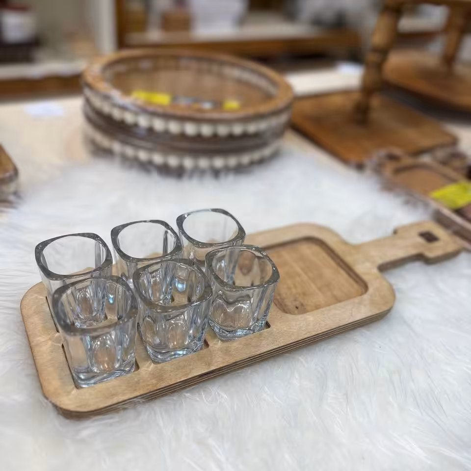 سینی نوشیدنی دسته دار چوب روس قابل شستشو