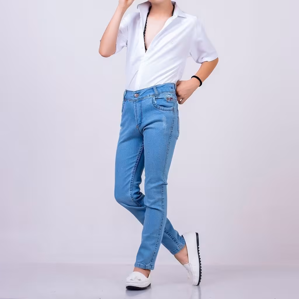 شلوار  دکمه دار جین پسرانه یخی