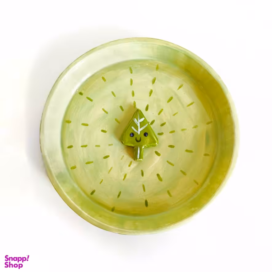 ظرف تزئینی سرامیکی مدل برگ سبز