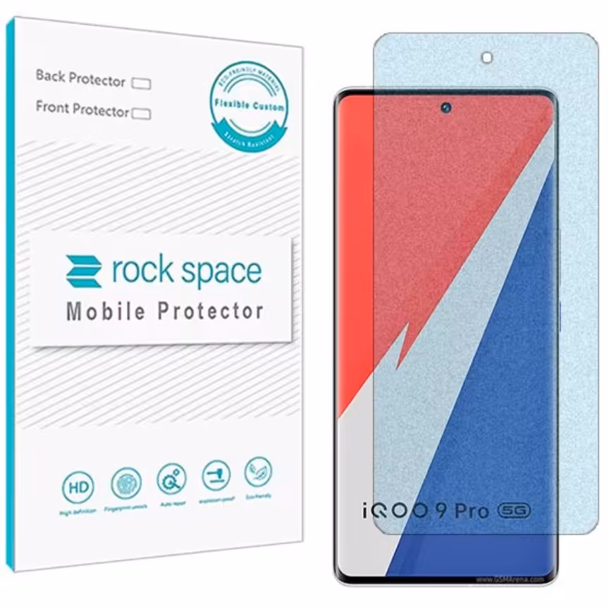  گلس نانو مات بلوکات (ضد اشعه آبی) و ضد ضربه گوشی ویوو iQOO 9Pro برند راک اسپیس   