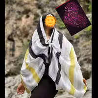 شال راه راه  مشکی . زرد 