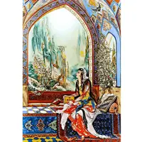 کد 29034 - نخ و نقشه کامپیوتری تابلو فرش عرشیان طرح ایرانی دخترقاجار