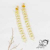 گوشواره جواهری با آویز طرح خوشه کد 12227