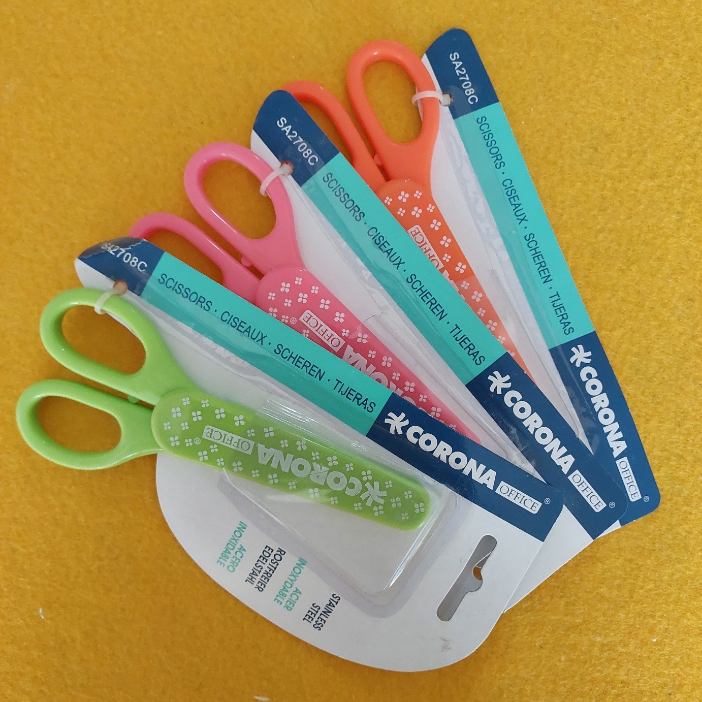 قیچی کرونا corona غلاف دار تیغه فلزی مهدکودکی و دانش آموزی