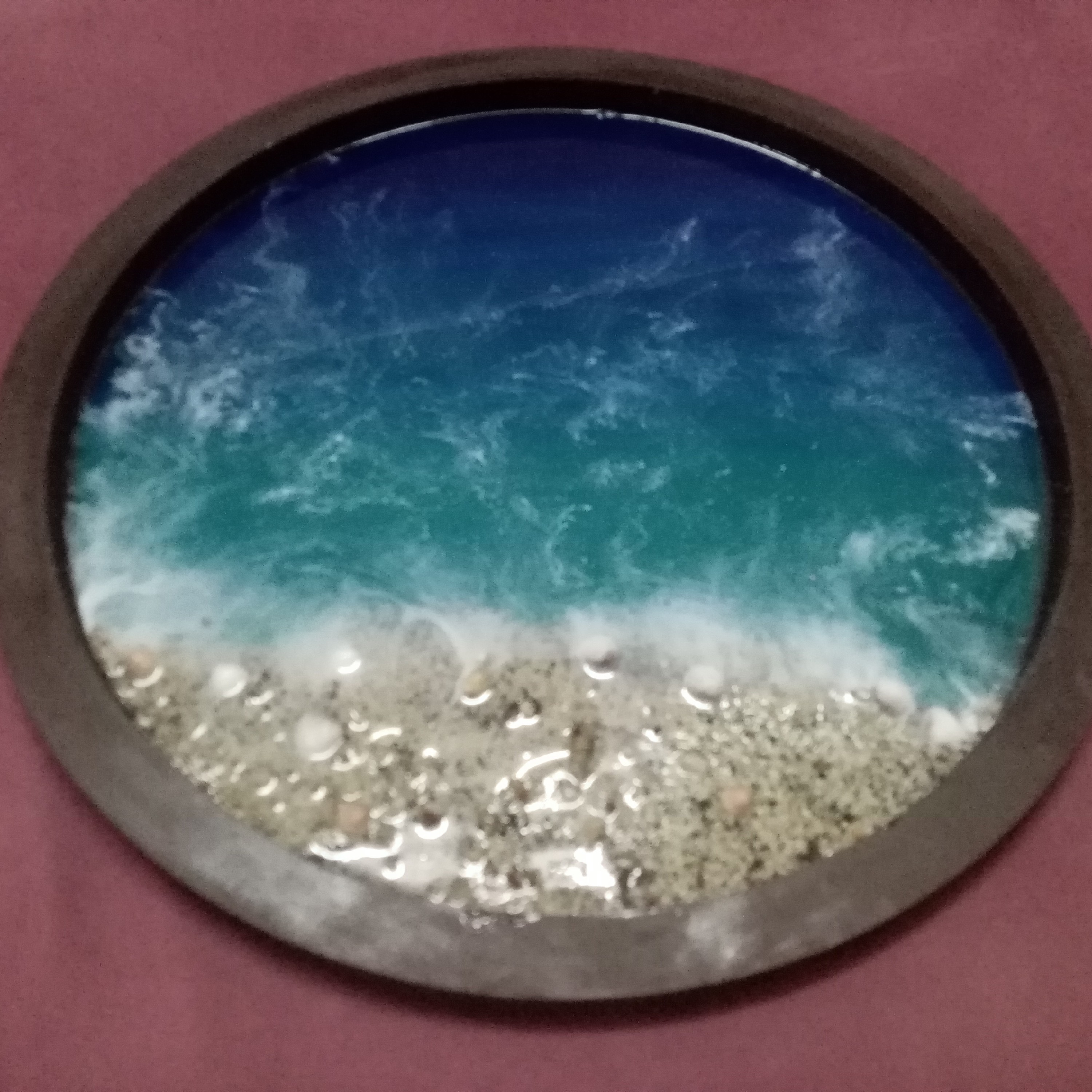 سینی چوب و رزین طرح دریا