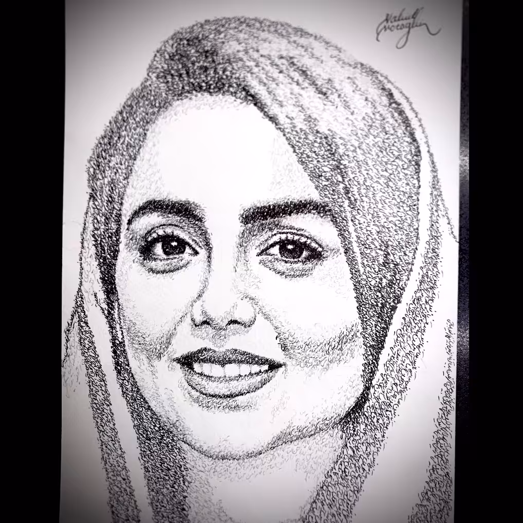 سفارش نقاشی با اسم (طراحی چهره تماما با اسم خود شخص)