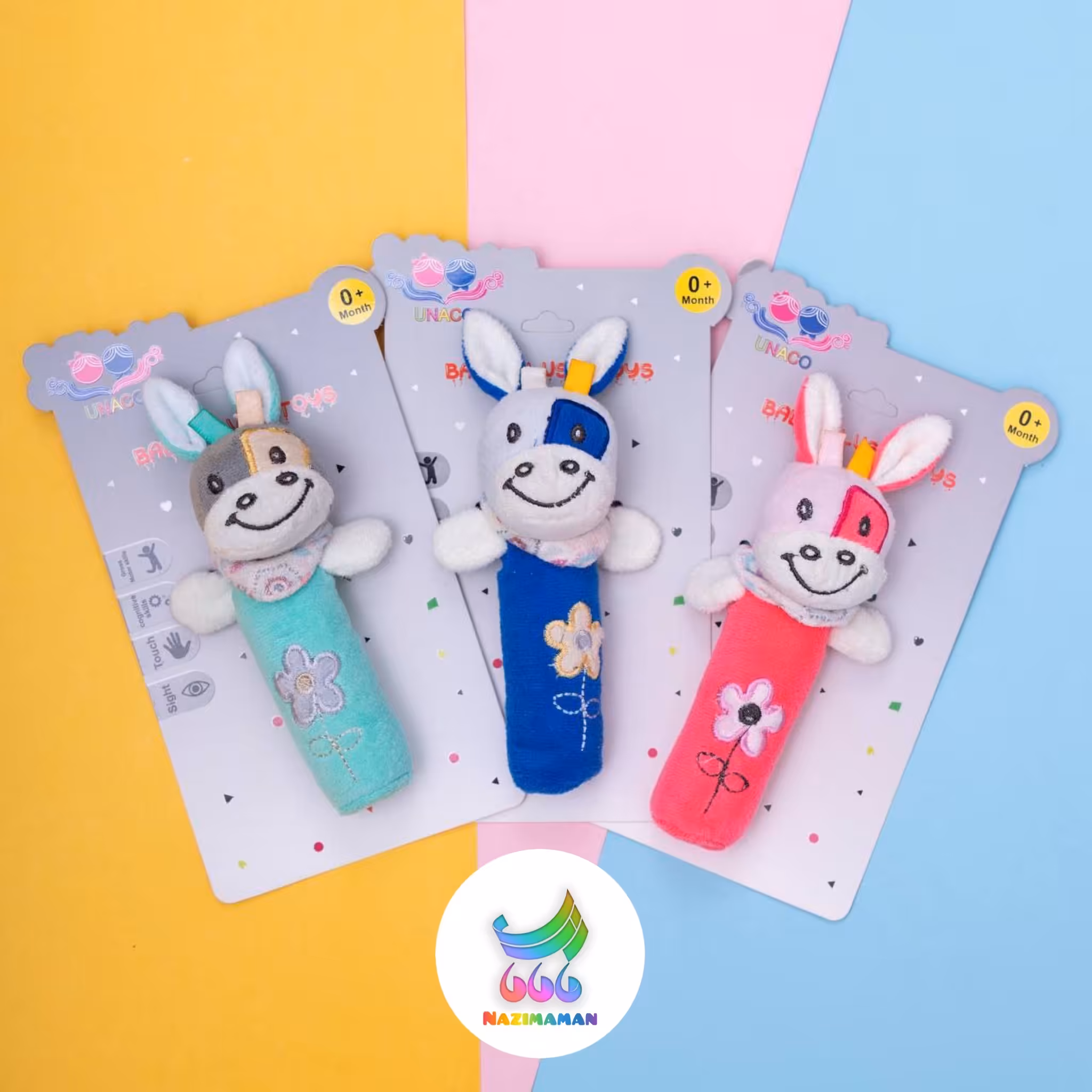 جغجغه سوسیسی طرح خرس و الاغ تمام پولیشی بدون پُرز