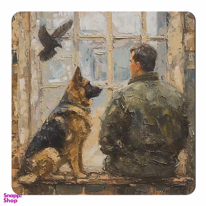 مگنت صبا طرح مدل نقاشی مرد و پرنده و سگ کد M966