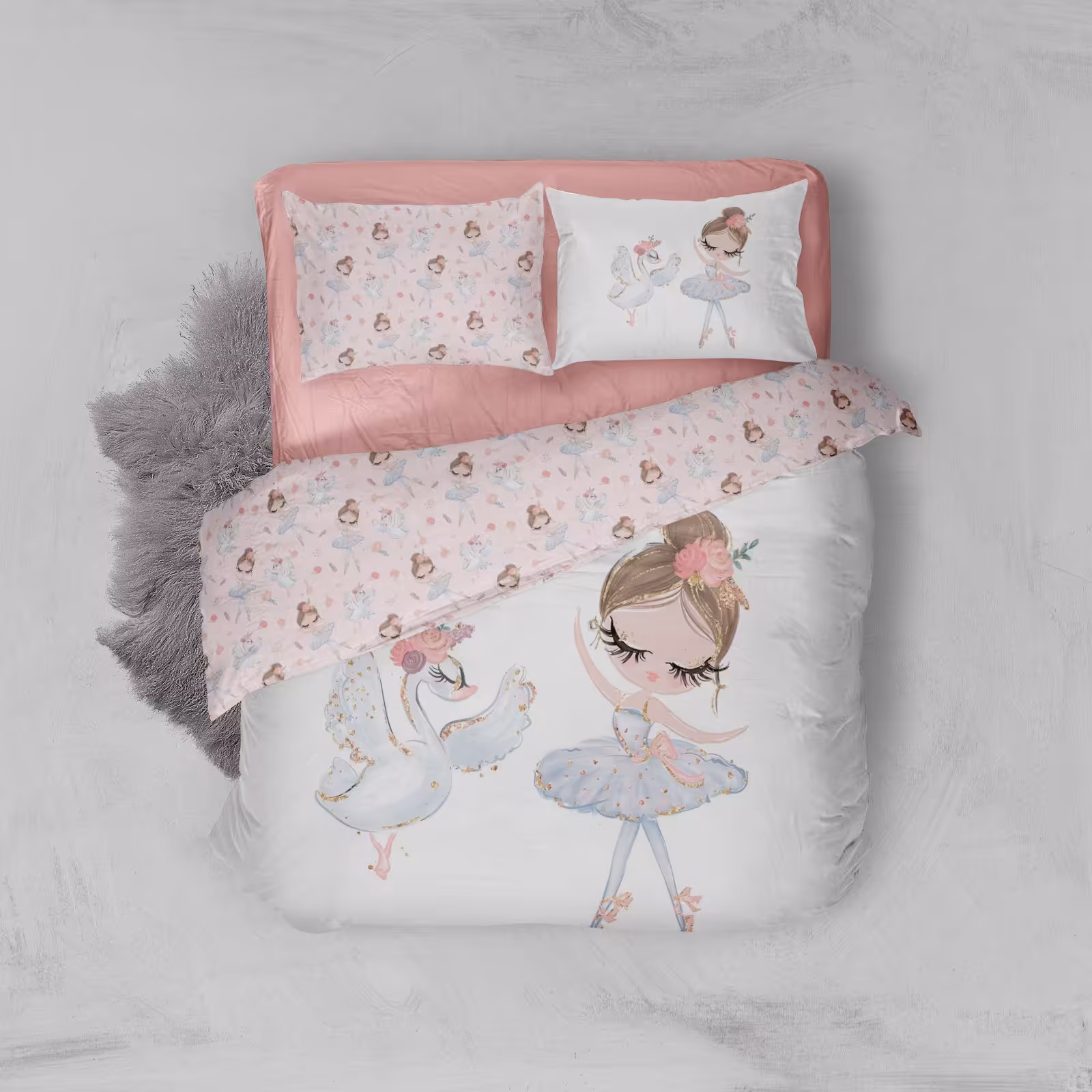 روتختی چهار تکه یکنفره مدل بالرین و قو