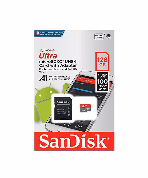مموری کارت microSDXC سندیسک Class10 UHS-I Ultra A1 120Mbps ظرفیت 128 گیگابایت