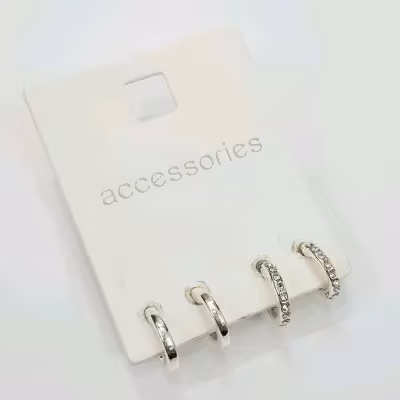 حراج پک دو جفتی گوشواره زنانه دخترانه نقره ای نگیندار