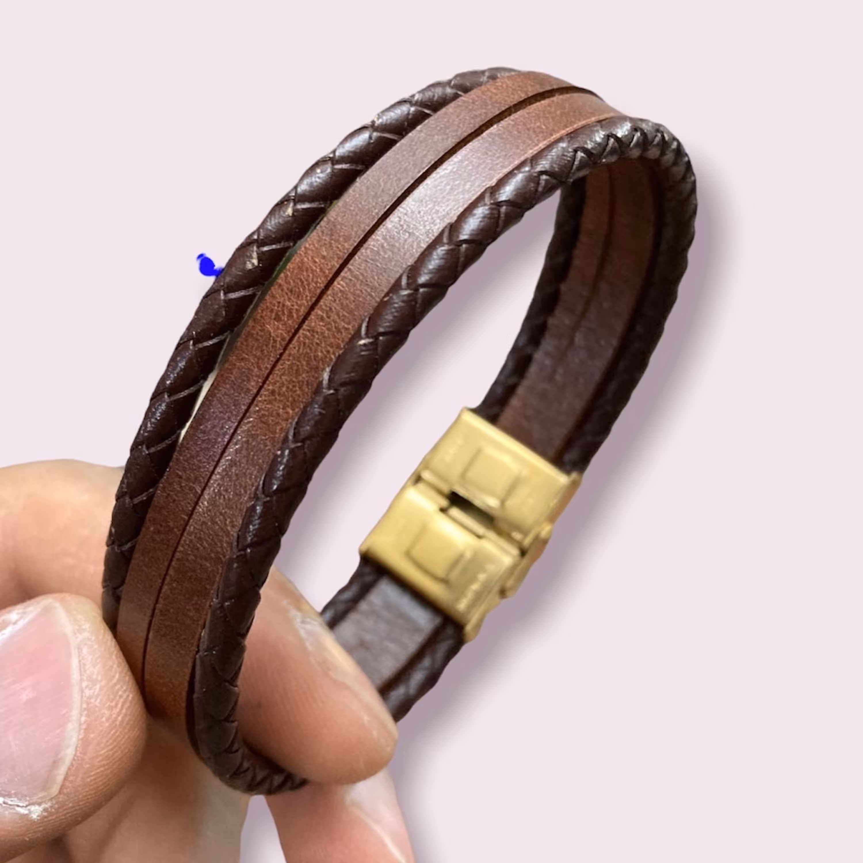 دستبند چرمی با قفل استیل رنگ ثابت