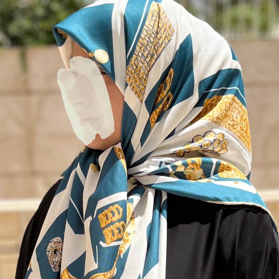 روسری ابریشم کجراه اعلاء دور دست دوز قواره بزرگ