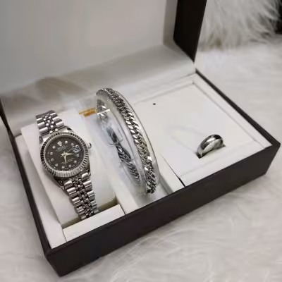 ست ساعت مردانه یا زنانه به همراه حلقه دستبند 43263