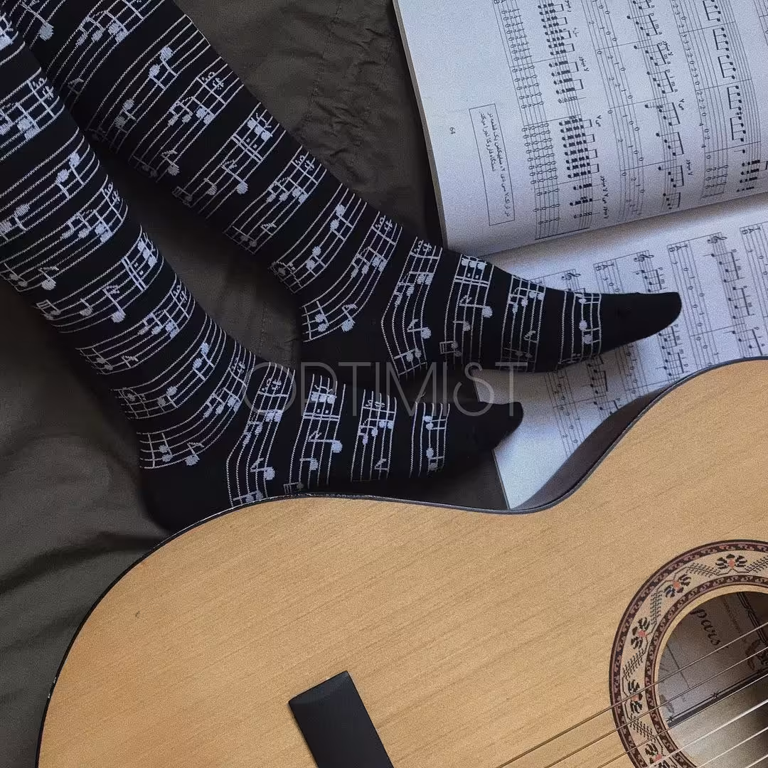 جوراب زیرزانو نت موسیقی نخ پنبه فری سایز