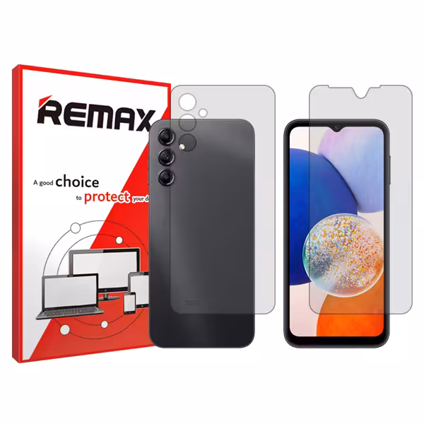 گلس صفحه نمایش و پشت گوشی سامسونگ Galaxy A14 مدل شفاف برند ریمکس کد SS