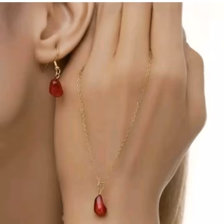 نیم ست انار یلدایی بهمراه زنجیر استیل