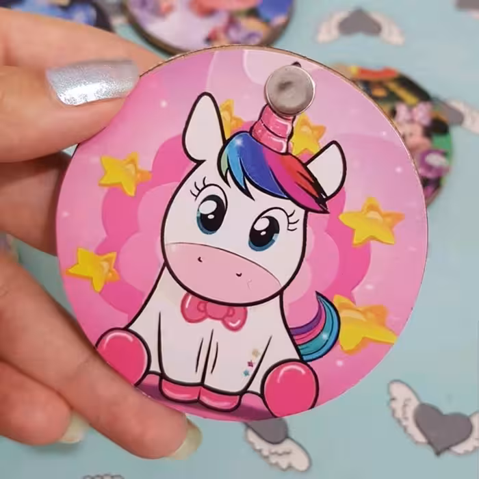 آینه آرایشی چوبی در چرخشی طرح شخصیت های کارتونی    آینه جیبی  آینه کیفی