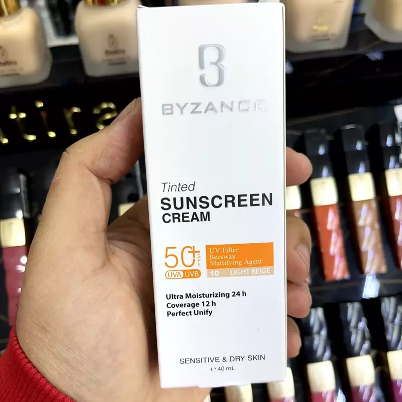 10 خشک ضد افتاب رنگی بیزانس تحت لیسانس فرانسهSpf 50Light beige (10)پوست حساس و خشکماندگاری 12 ساعته بصورت مات روی پوست | amazonchi