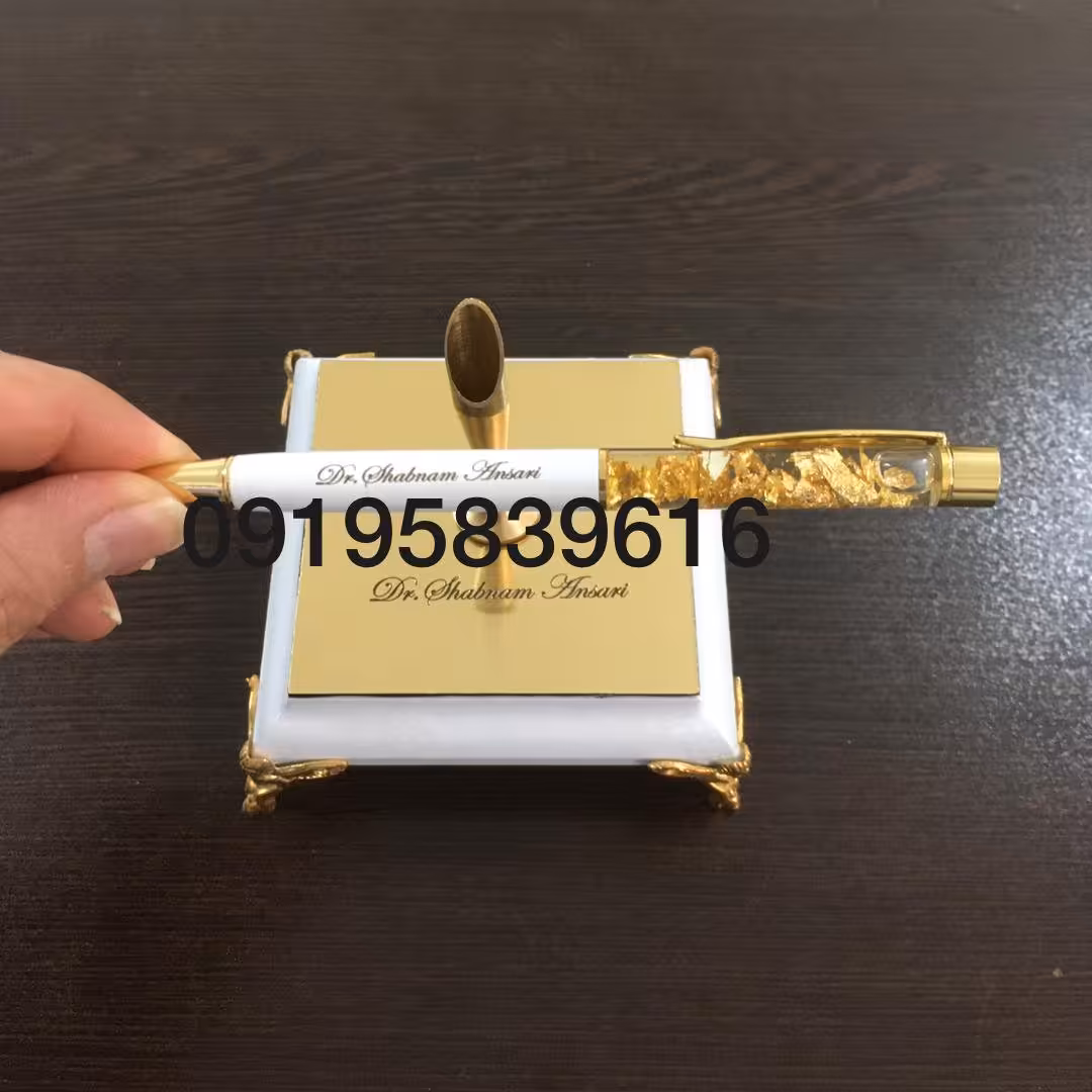 خودکار روکش طلا با پایه آنجل همراه با شناسنامه 