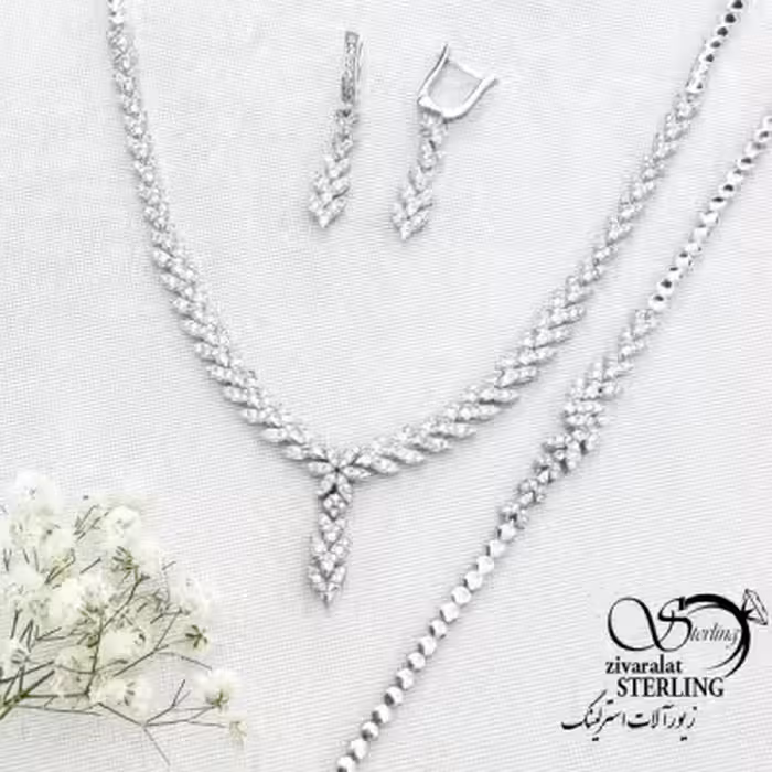 سرویس نقره طرح گندمی نقره 925 عیار کد 15365