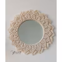 قاب آینه مکرومه کرم رنگ سایز 25