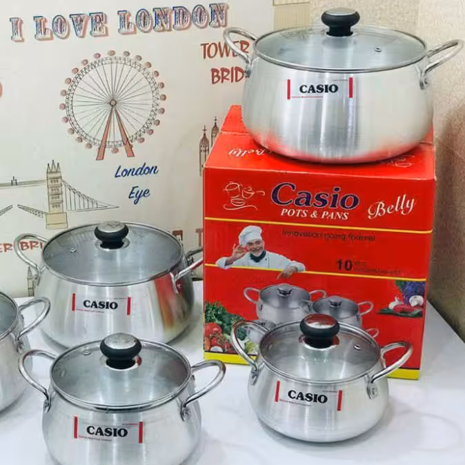  سرویس قابلمه ده پارچه کاسیو دسته نقره ای 