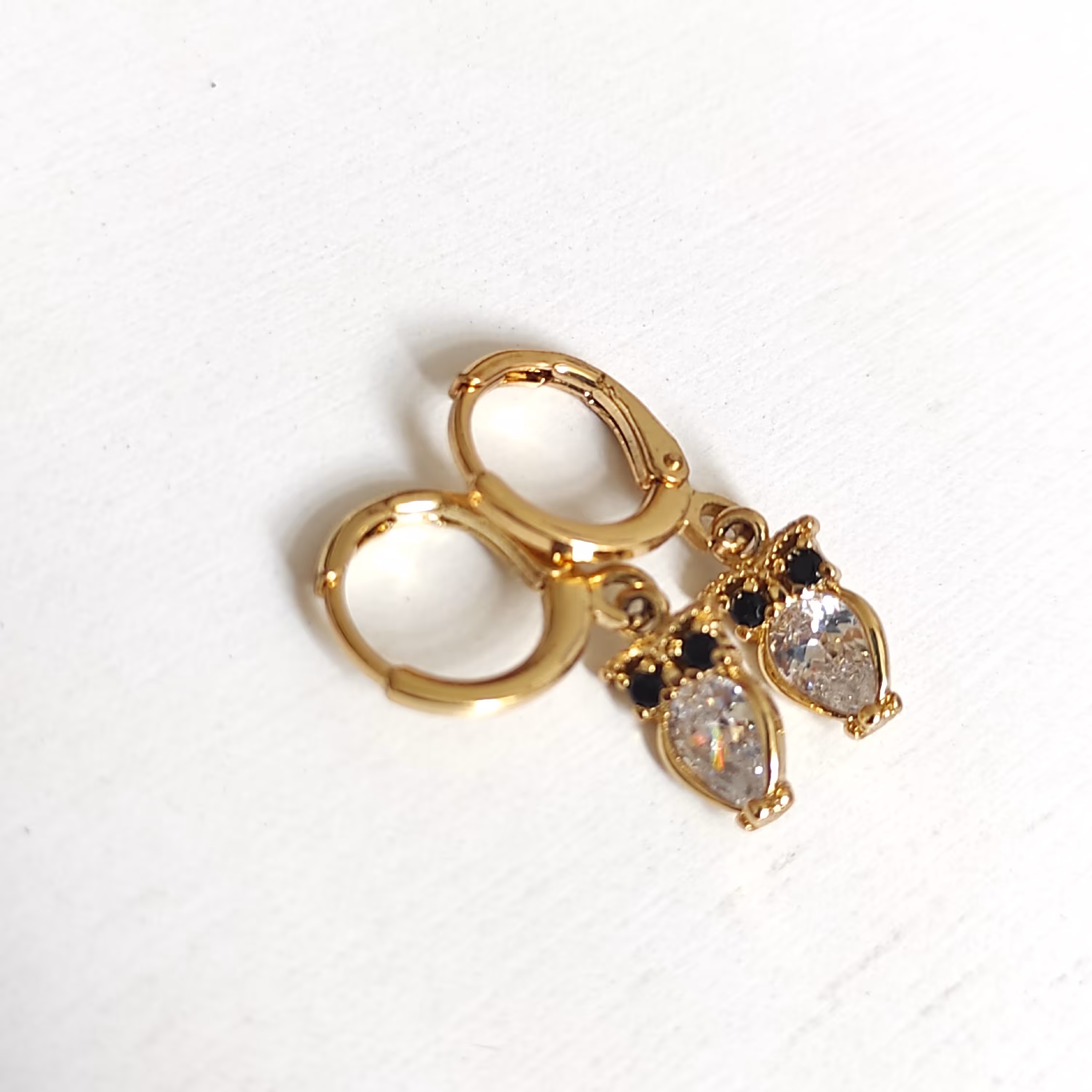 گوشواره طرح جغد با نگین زیرکنیا و روکش طلا