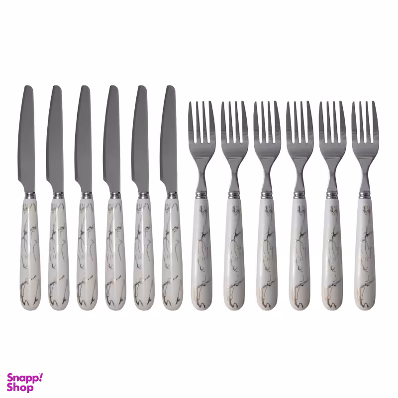 ست کارد و چنگال میوه خوری ۱۲ پارچه طرح ماربل کد 104966