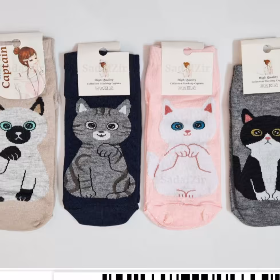 جوراب نخی فانتزی دخترانه و زنانه 12 عددی.