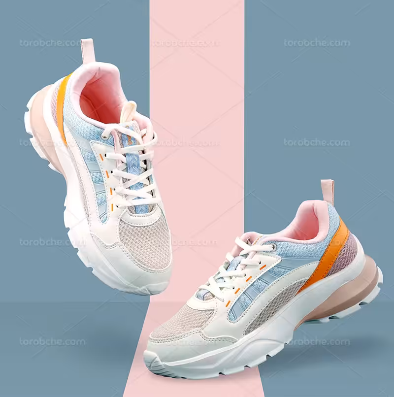 عکس کتونی آبی صورتی | گرافیک با طعم تربچه