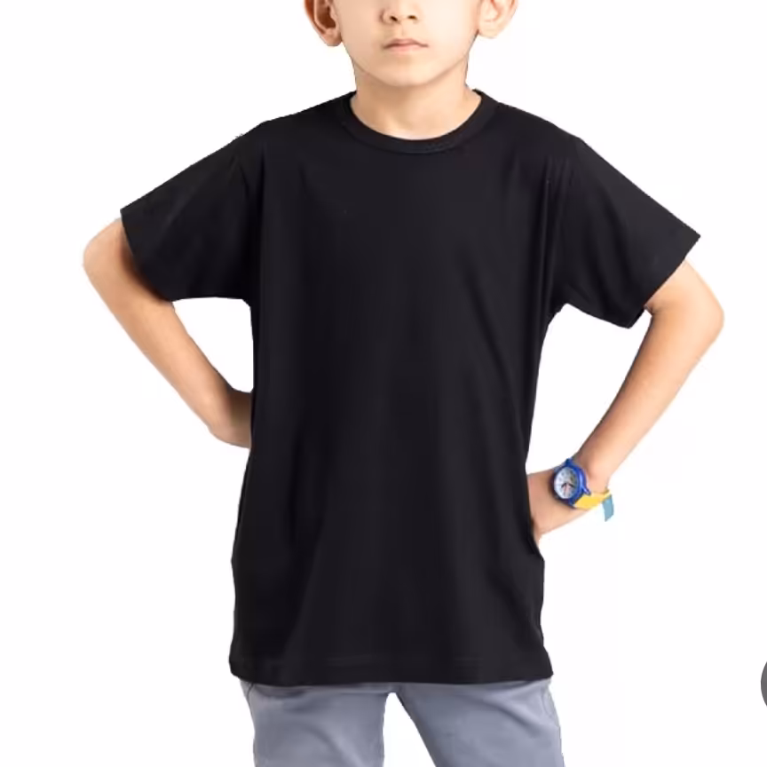 تیشرت اسپرت رنگ مشکی محرمی نخ پنبه متنوع دخترانه و پسرانه سایز 50 تا 65