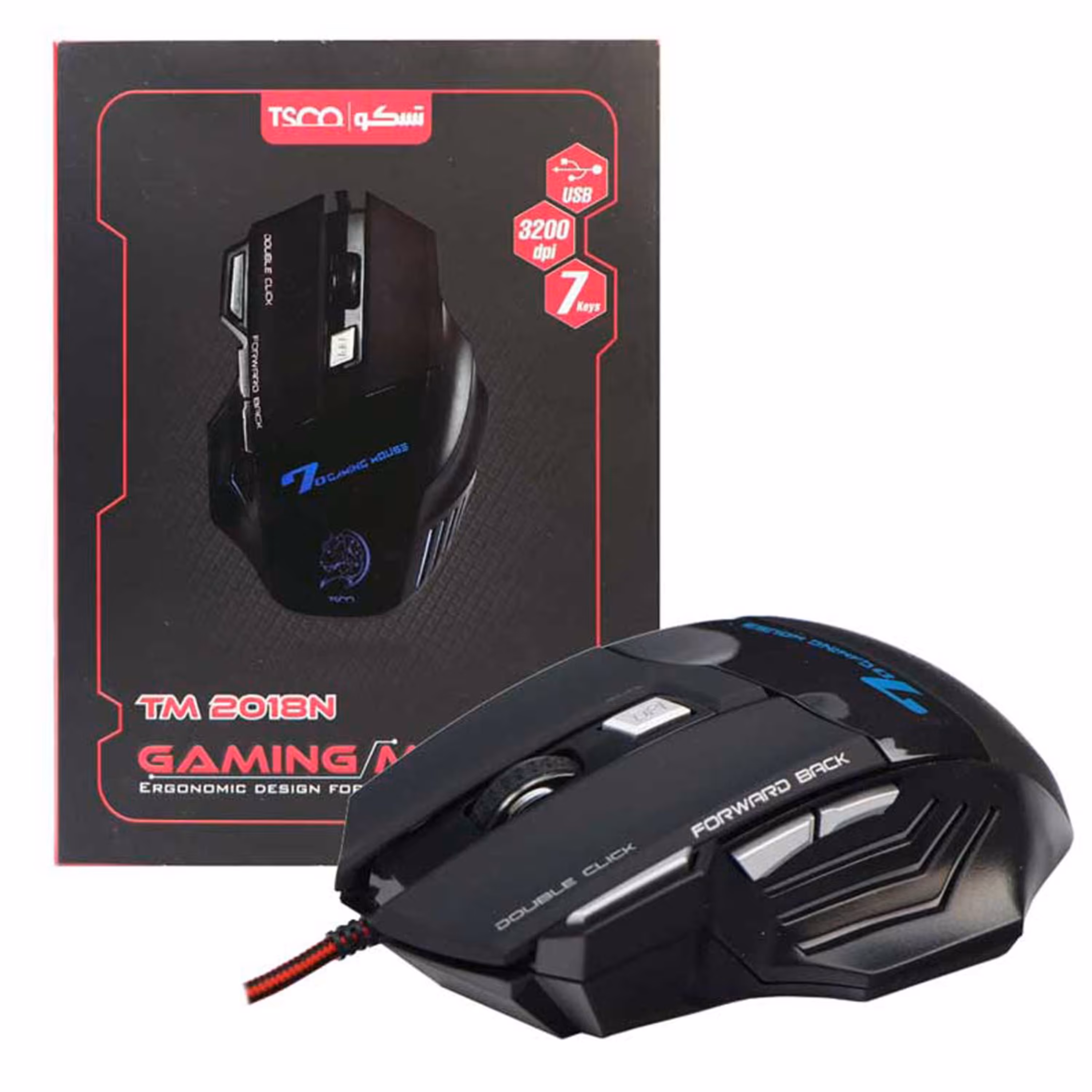 موس گیمینگ سیم دار TSCO مدل TM 2018N طراحی ارگونومیک