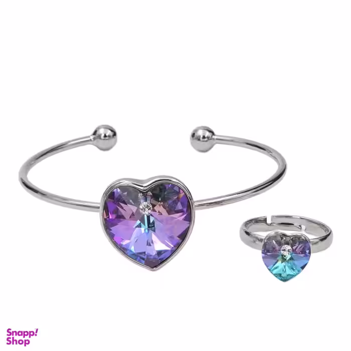 ست دستبند و انگشتر طرح سواروسکی مدل قلب کد swar1