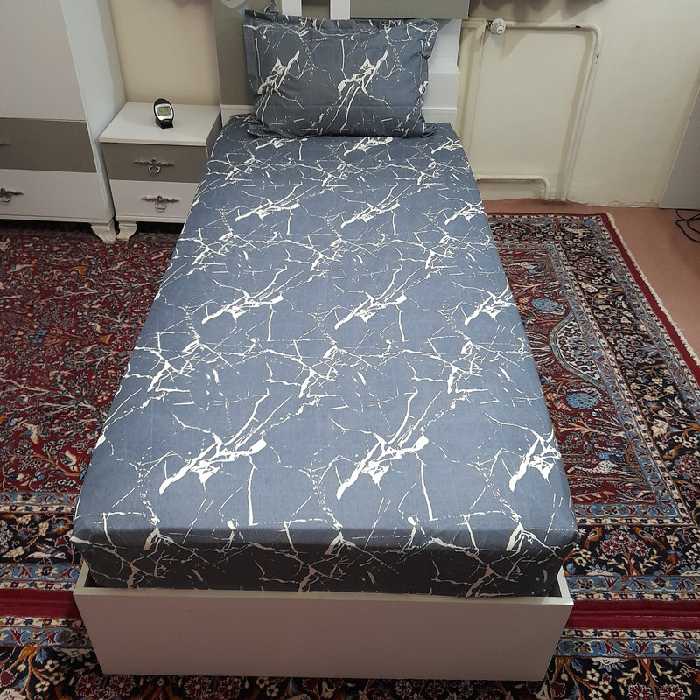 سرویس ملحفه مدل کشدار ni04078 طرح مرمر کد 120 یک نفره دو تکه