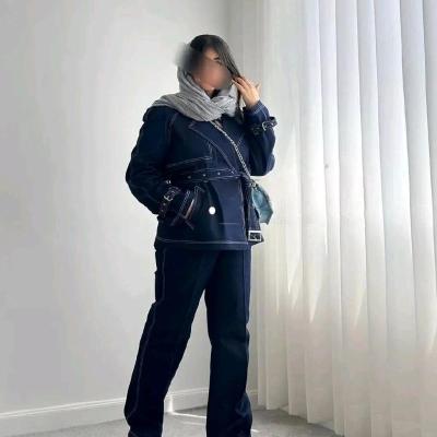 ست مانتو شلوار تنسل جین ضخیم مدل پاریس