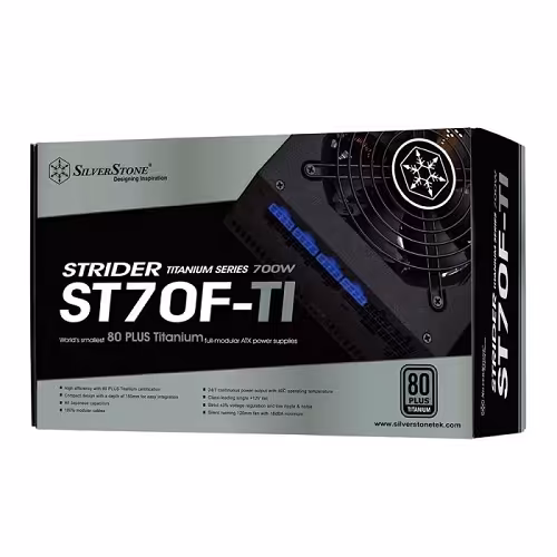 منبع تغذیه کامپیوتر سیلوراستون 700 وات مدل ST70F-Ti TITANIUM Full Modular