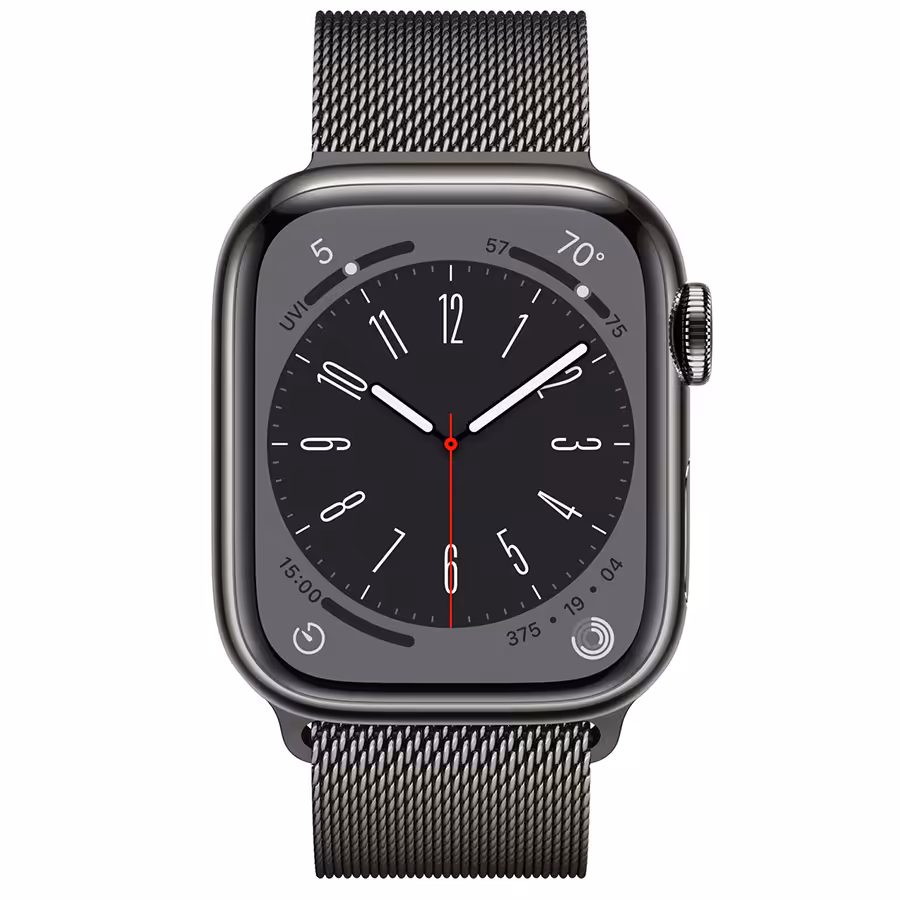اپل واچ سری 8 سلولار قاب Graphite Stainless Steel با بند Graphite Milanese Loop زنانه 41 میلیمتری - Hiapple.ir