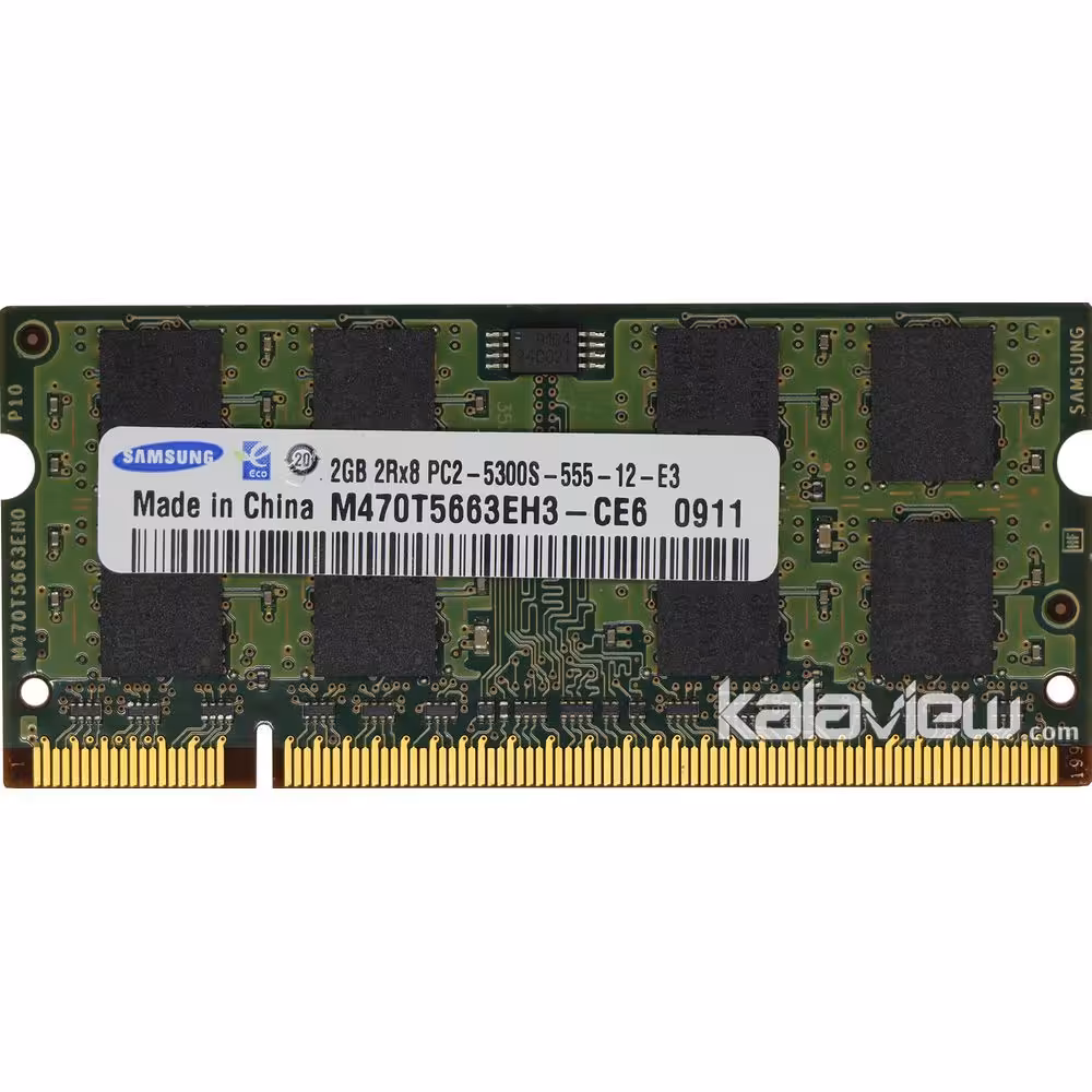 رم لپ تاپ سامسونگ 2GB مدل DDR2 باس 667MHZ-5300 چین CN M470T5663EH3-CE6 0911 تایمینگ CL5