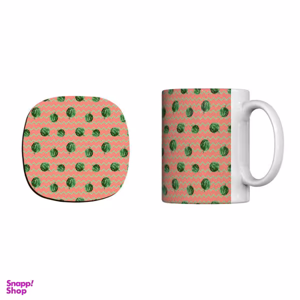 ماگ ترمه طراحان ایده مدل هندونه یلدا کد cfp1728 به همراه زیرلیوانی
