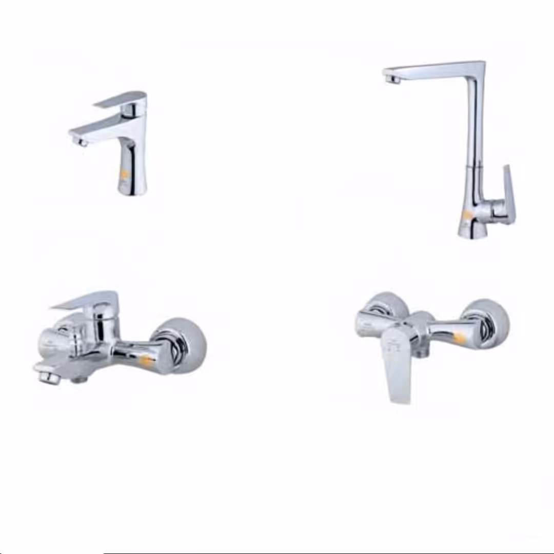 ست شیر الات ارمغان مدل تی  تی کروم  (شیر توالت ظرفشویی روشویی وحمام )