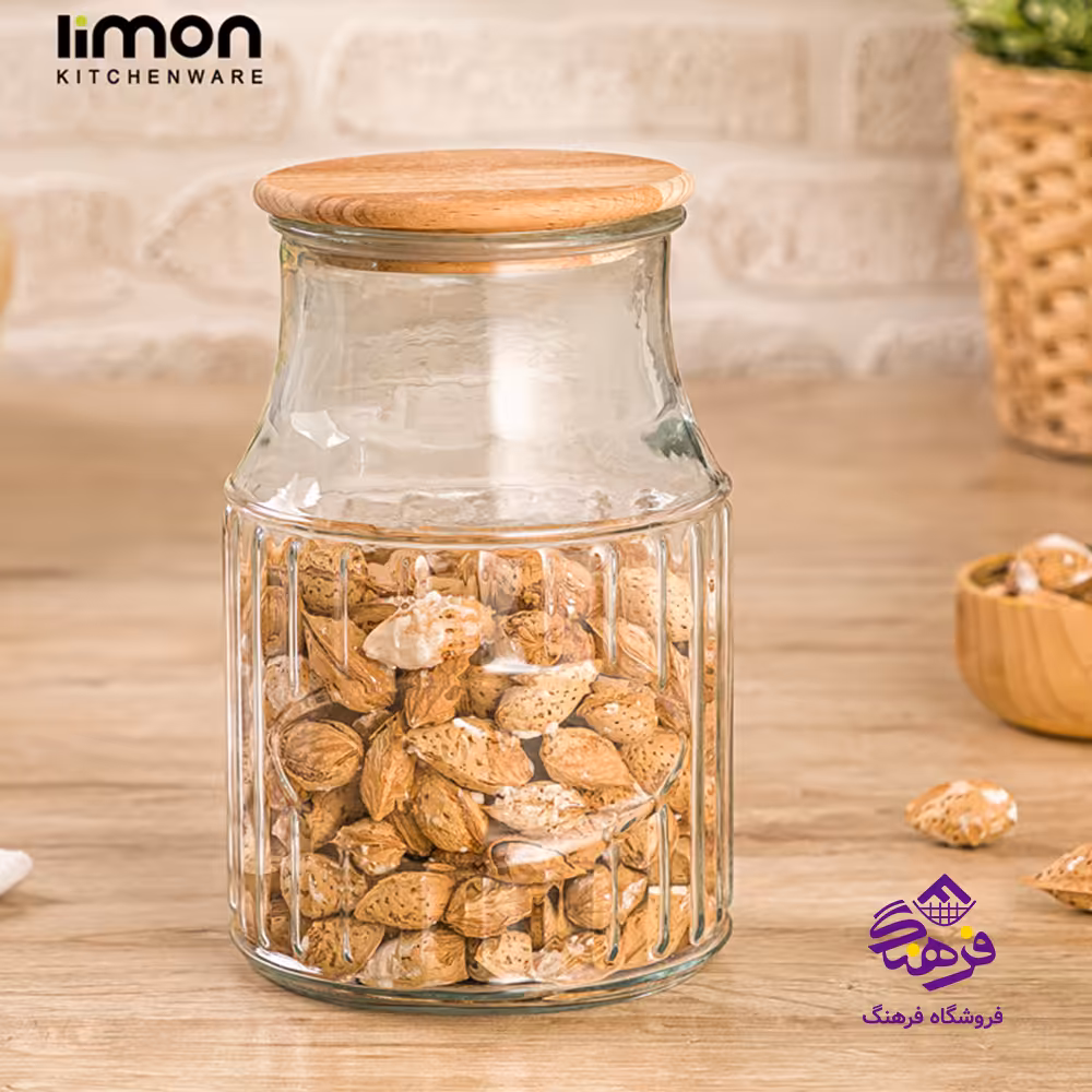 بانکه لیمون شیشه 1/2 درب چوبی