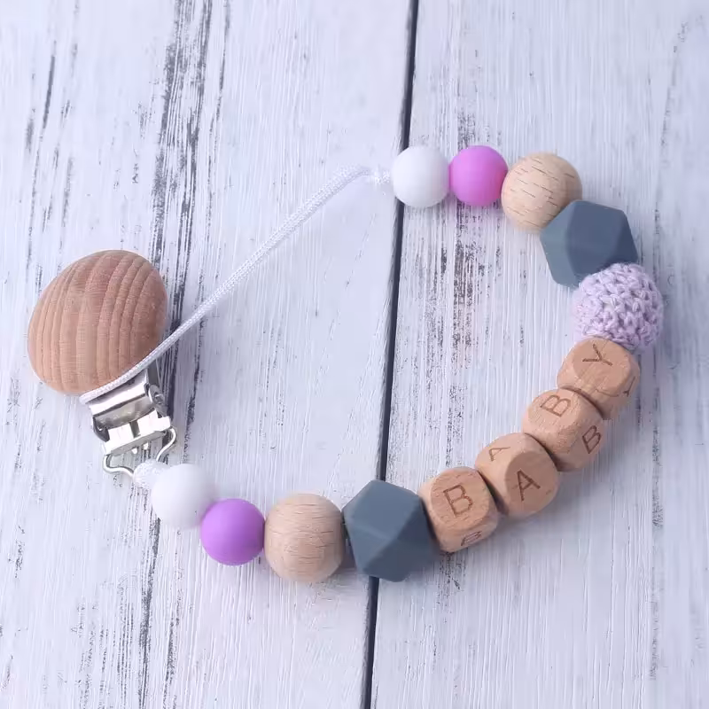 بند پستانک چوبی - بنفش