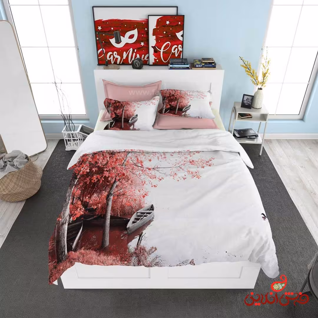 روتختی طرح قایق و دریاچه پاییزی کد 2823