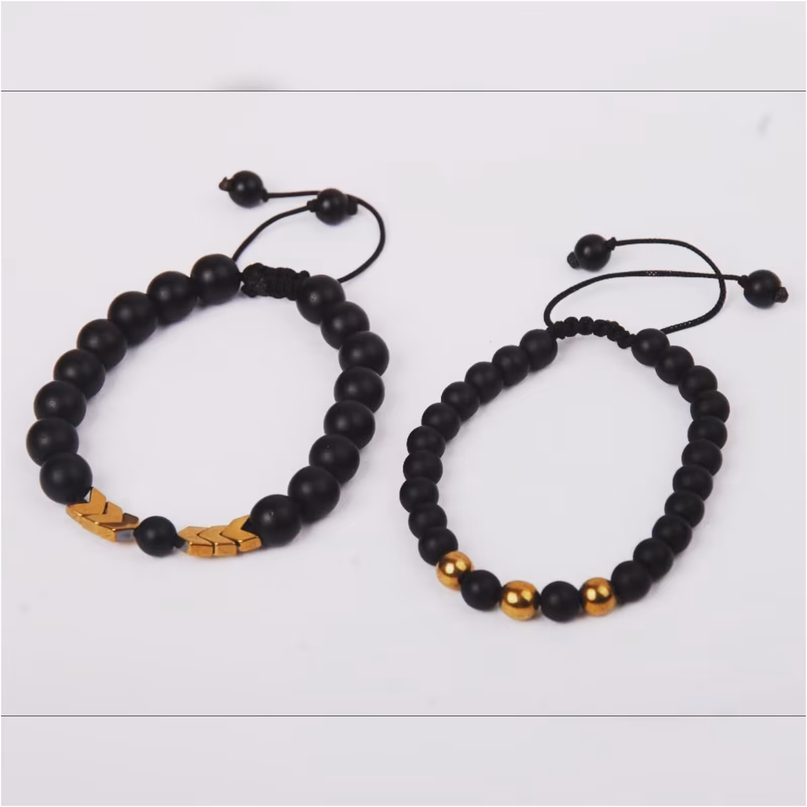 دستبند ست با سنگ اونیکس و حدید