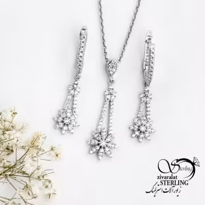 نیمست نقره آویز گلدار عیار925 کد 16784